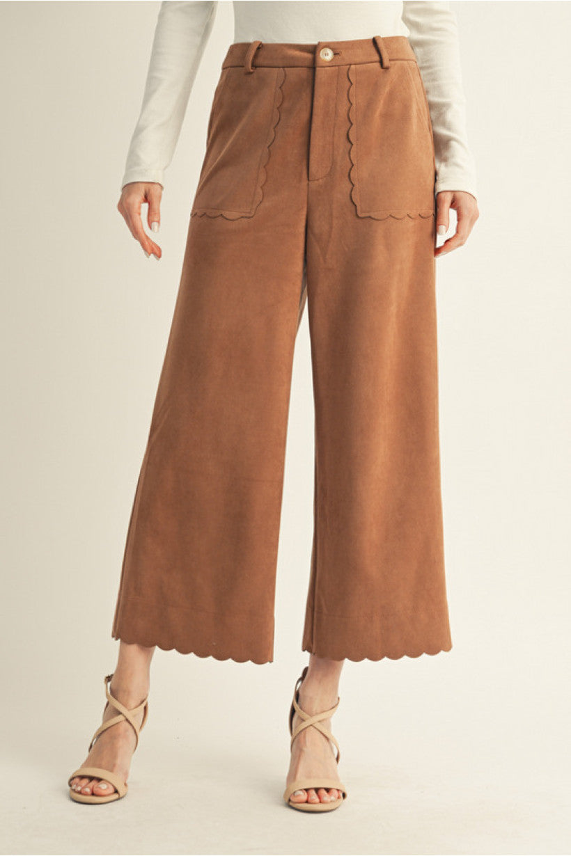 Scallop Suede Pants