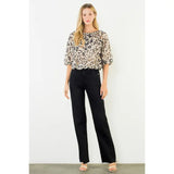 Animal Print Puff Sleeve Top