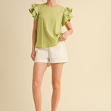 Cropped Ruffle Sleeve Top