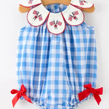 Girls 4th Of July Bow Romper