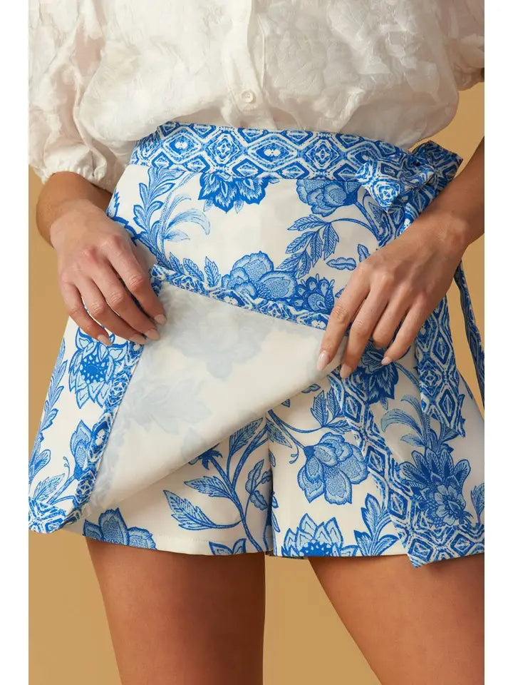 Blue floral Woven Skort