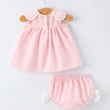 Pink Smocked Christening Bloomer