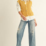 Button Front Sweater Vest