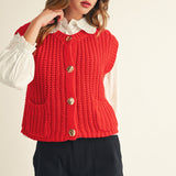 Button Front Sweater Vest