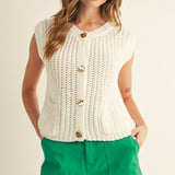 Button Front Sweater Vest