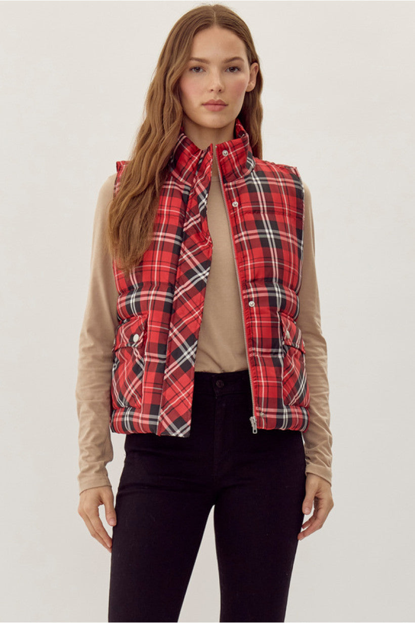 Plaid Print Vest