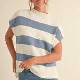 Bold Stripe Short Sleeve Sweater