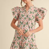 Floral Button Front Mini Dress