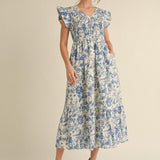 Blue Forest Floral Maxi Dress