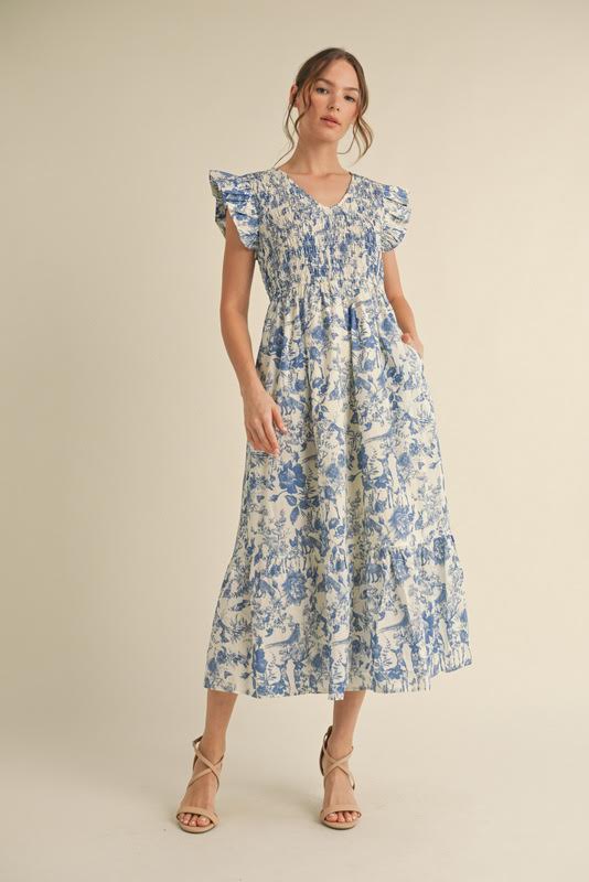 Blue Forest Floral Maxi Dress