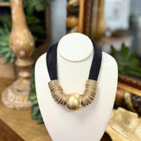 Mesh single bead multi ring necklace
