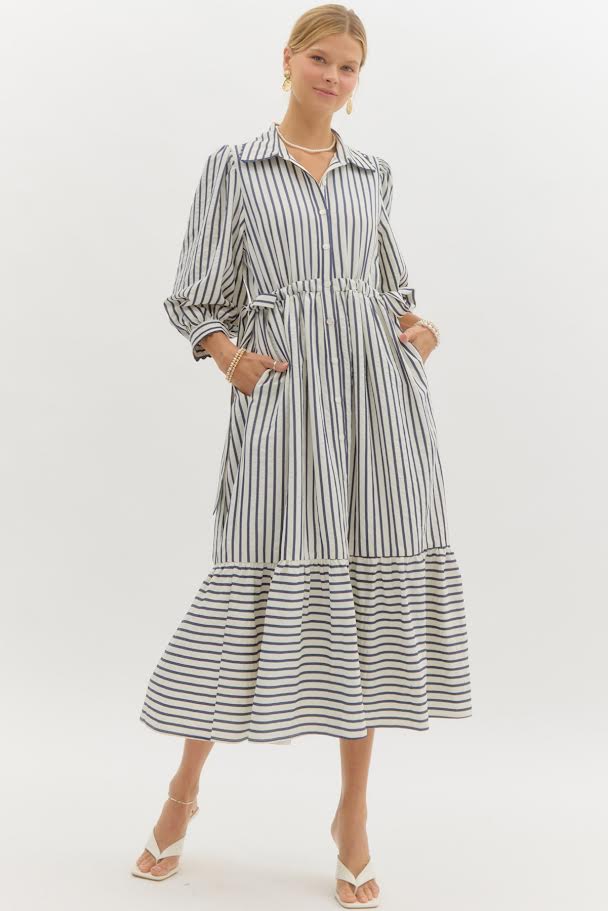 Puff Sleeve w/ RicRac Maxi Dress