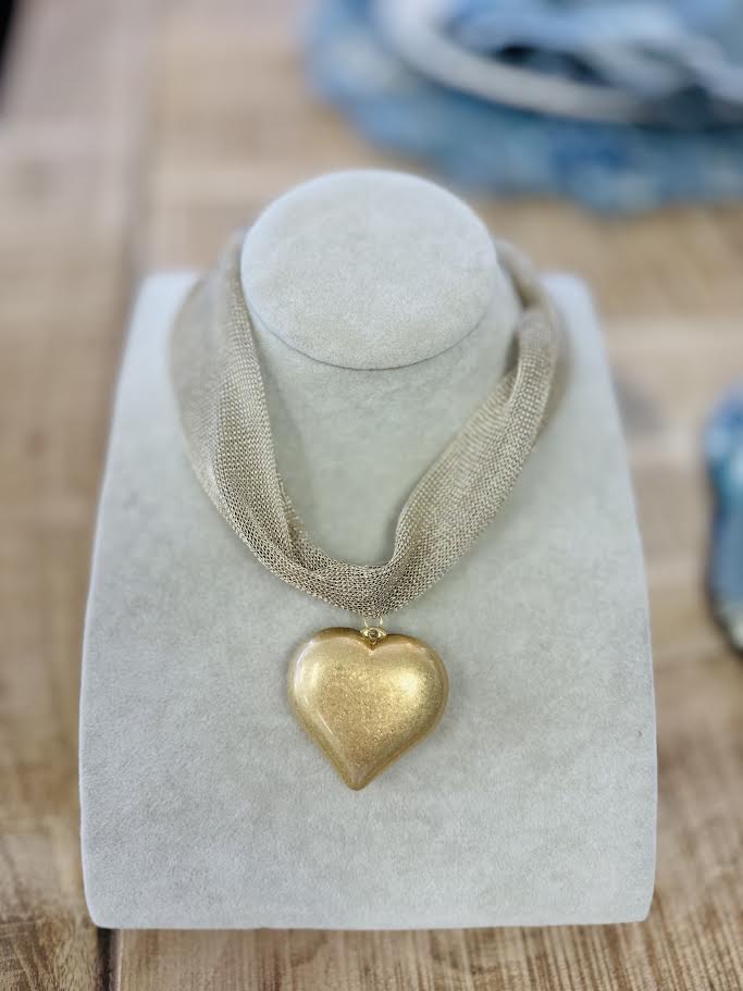 Mesh Heart Statement Necklace