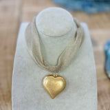 Mesh Heart Statement Necklace