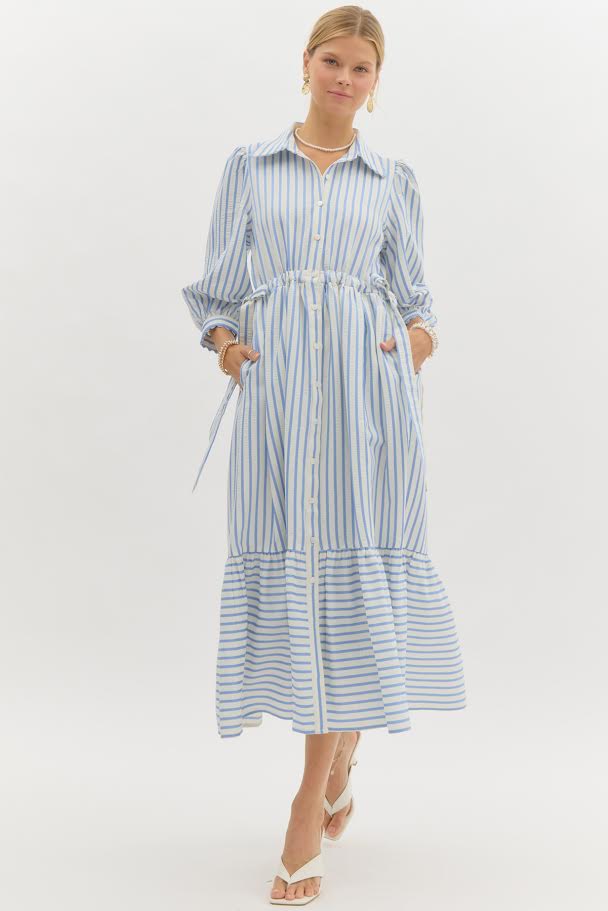 Puff Sleeve w/ RicRac Maxi Dress