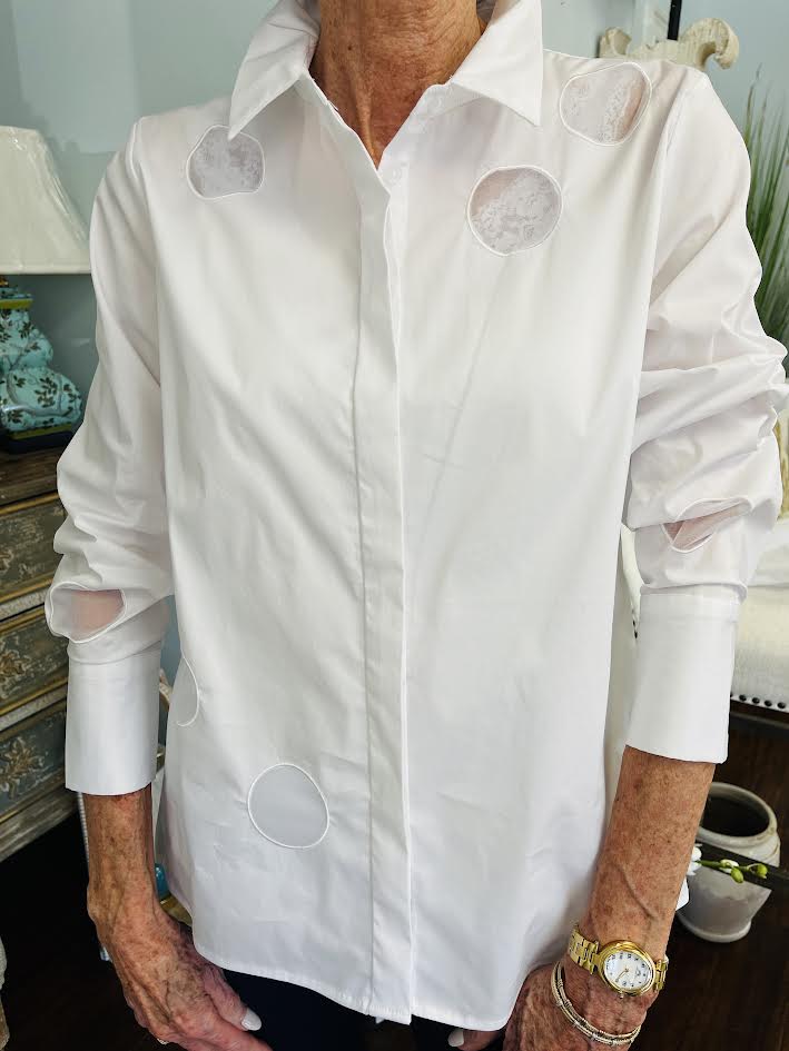 White circle mesh blouse RAVEL