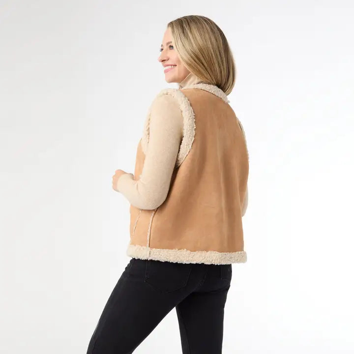Keegan Faux Suede Open Front Vest