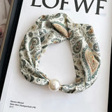 Pearl Silk Scarf Necklace