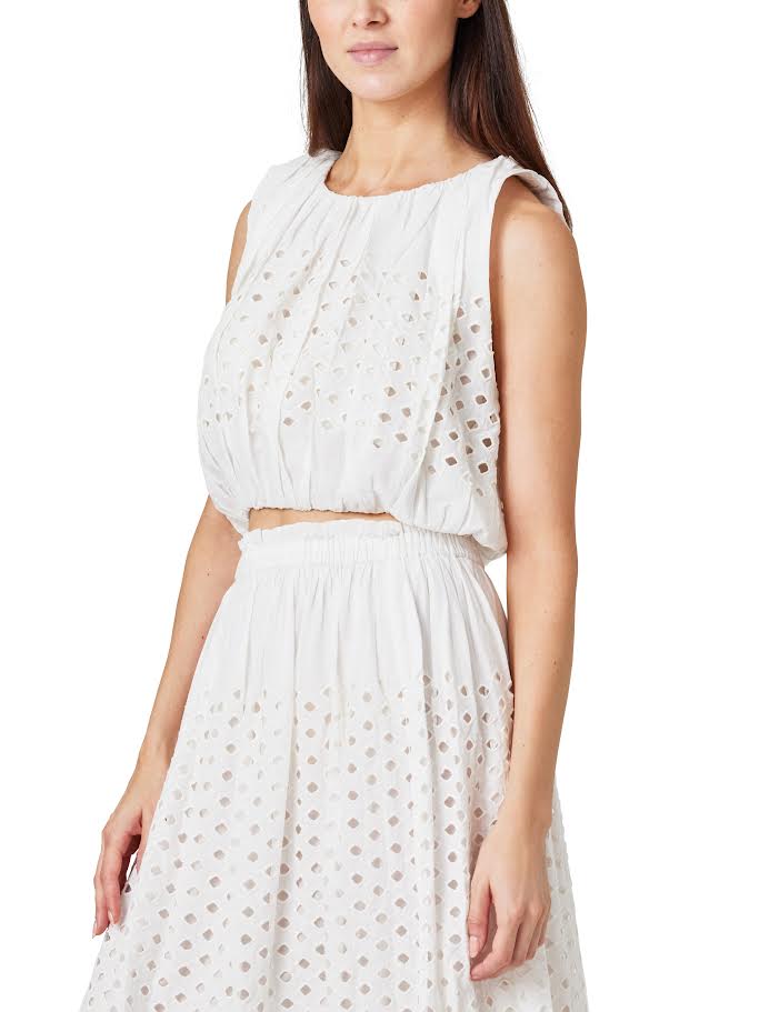 Crop Eyelet Maxi Skirt & Top Set