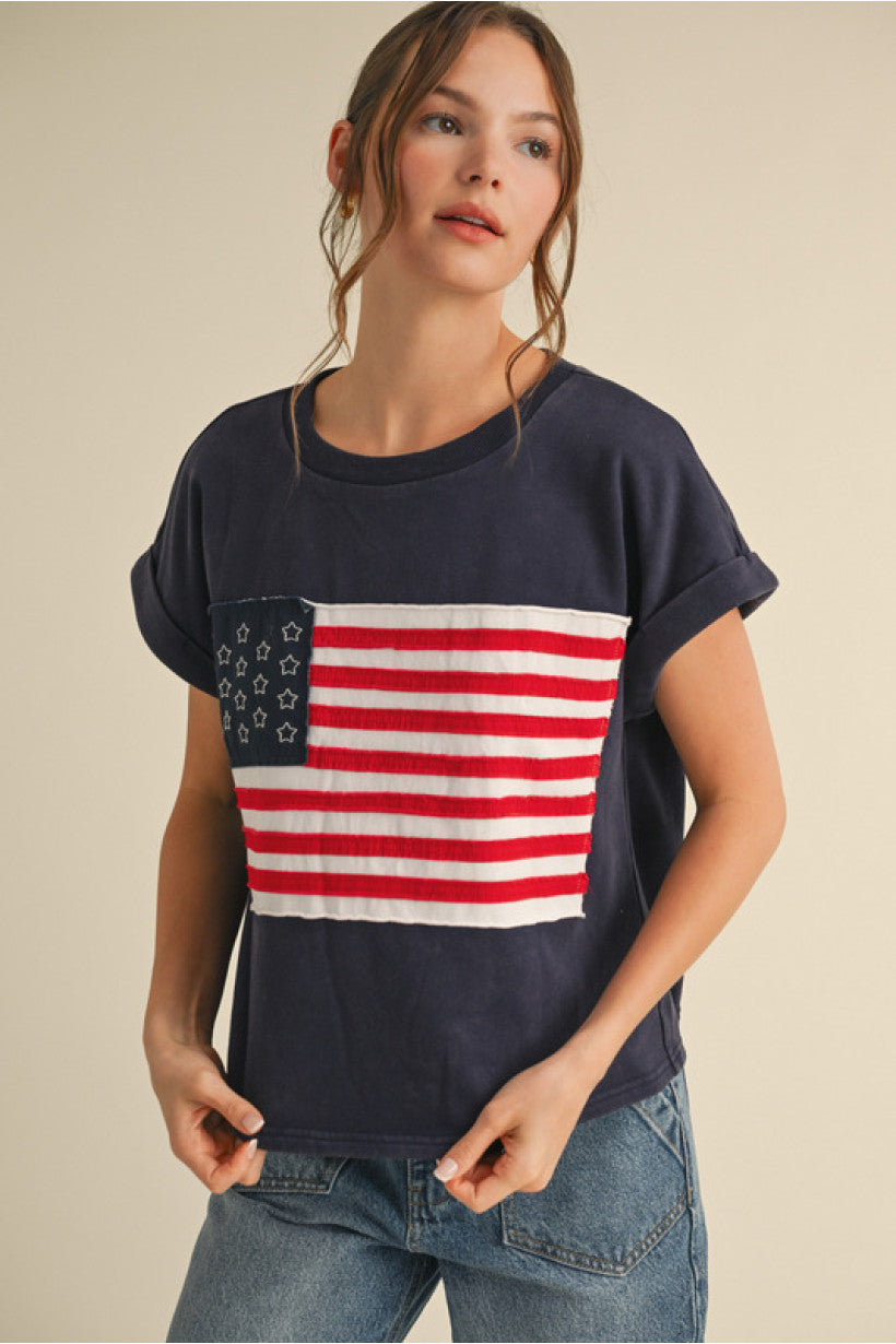 Rolled Sleeve Flag Shirt