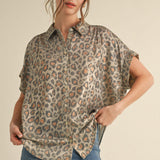 Leopard Print Collared Top