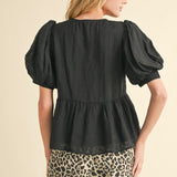 Black Bowtie Peplum Top