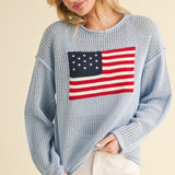 Crocheted Flag Print Sweater