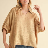 Shimmering Collared Top