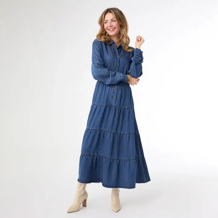 Judith Long Sleeve Tiered Maxi Dress