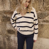 Striped Polo Style Sweater