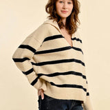 Striped Polo Style Sweater