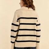 Striped Polo Style Sweater