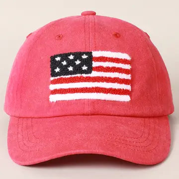 American Flag Chenille Baseball Cap
