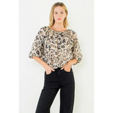 Animal Print Puff Sleeve Top