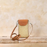 Rattan Cane Cellphone Crossbody