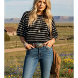 Oversized Lightweight Striped Sweater Top