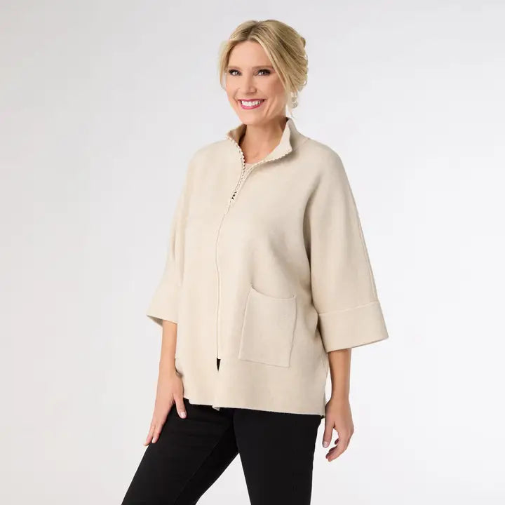 Heavenly Luxe Rhinestone Zip Cardigan