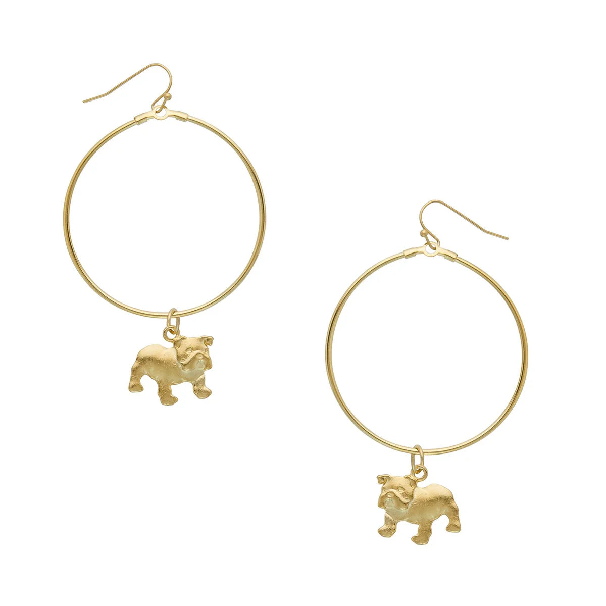 Gold Bulldog Hoop Earring