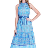 Pleated Neck Midi Dress