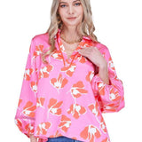 Dancing Peonies Trimmed Top