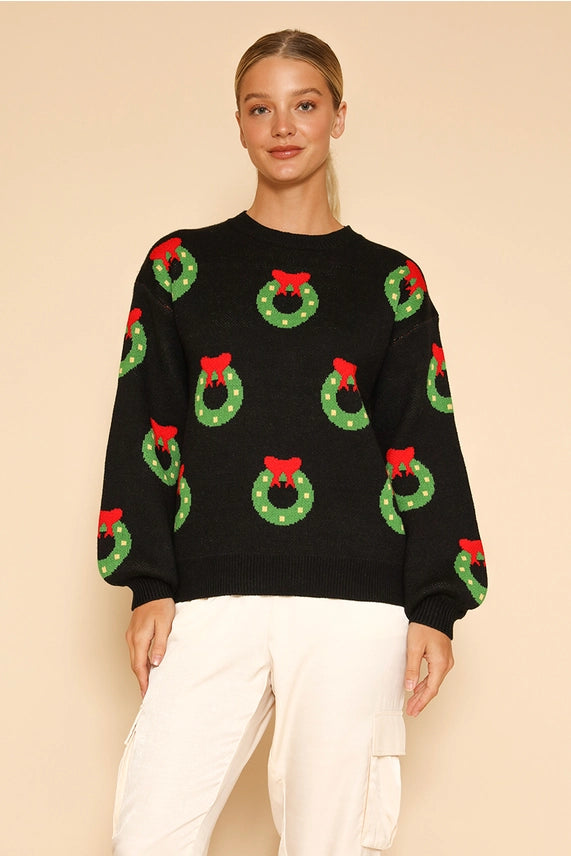 All Over Wreath Sweater