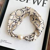 Pearl Silk Scarf Necklace