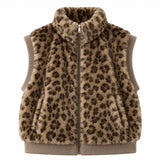 Bianca Leopard Faux Fur Rib Trim Vest