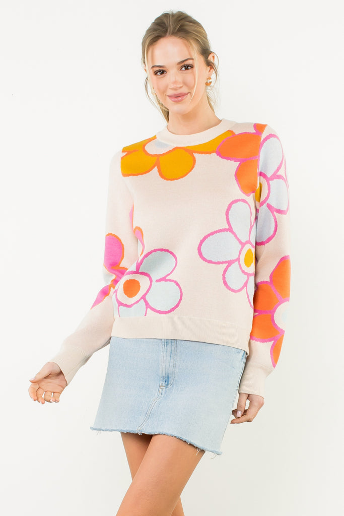 Daisy Fun Floral Sweater
