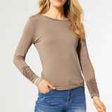 Scrunch Sleeve Crew Neck Tee