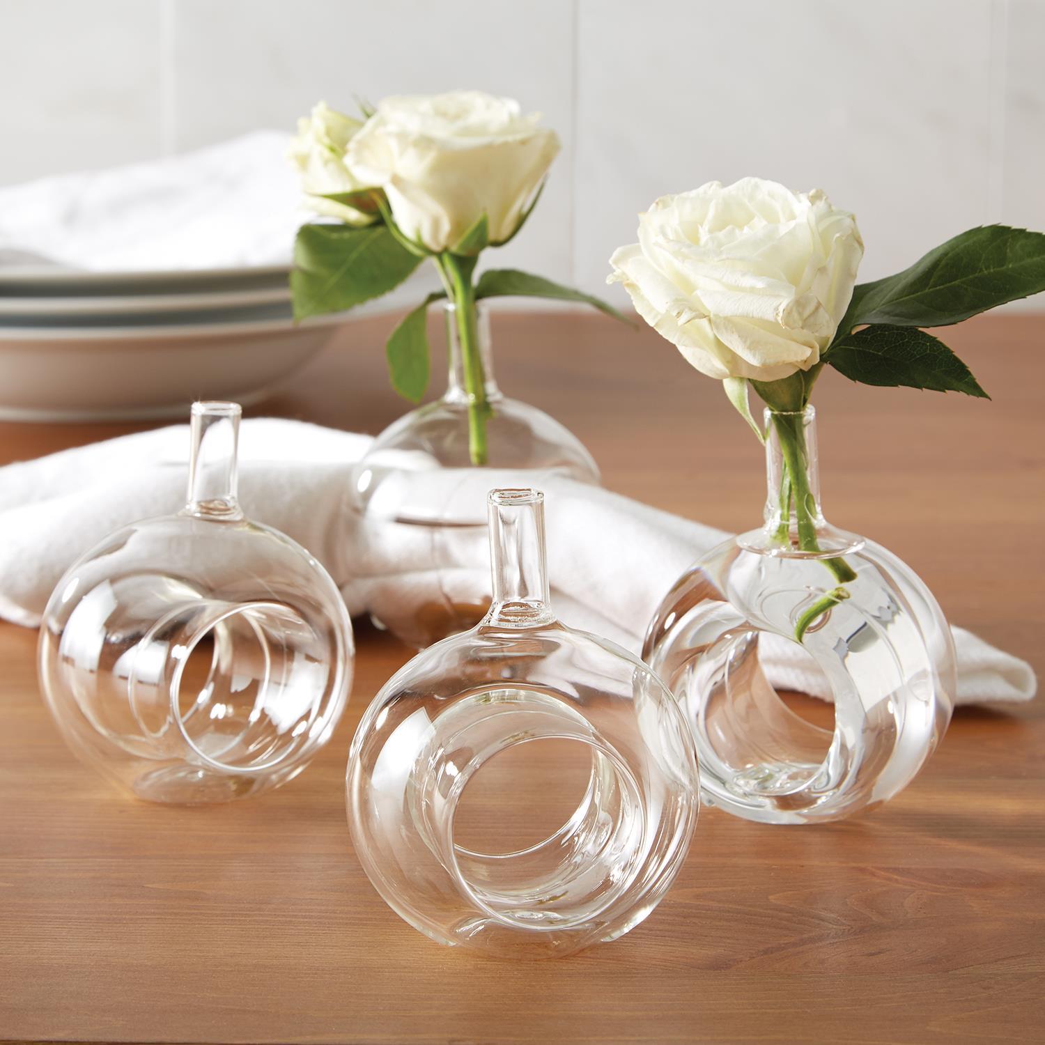 Set/4 Bud Vase + Napkin Ring