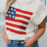Flag Short Sleeve Sweater Top