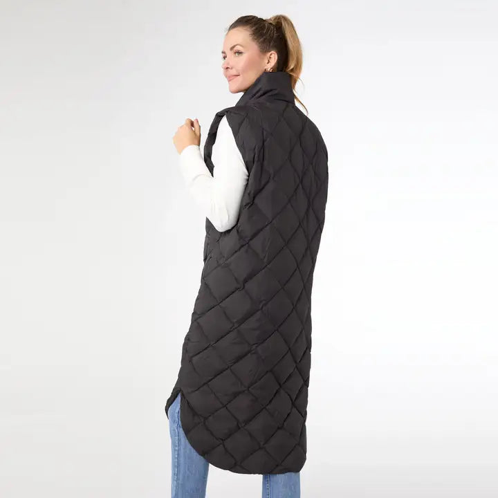 Shea Long Down Filled Quilted Vest