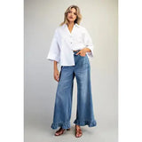 Mineral Wash Ruffle Hem Jeans