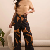 Flowy Abstract Flare Leg Pants